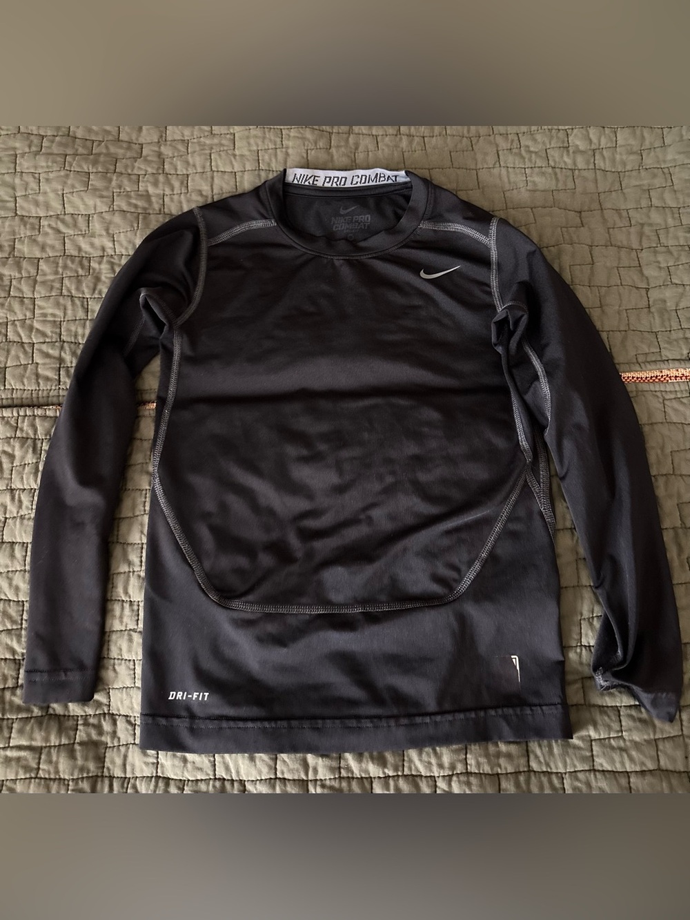 Nike Pro Combat Black Dri-FIT Long Sleeve Compression Top - Kids